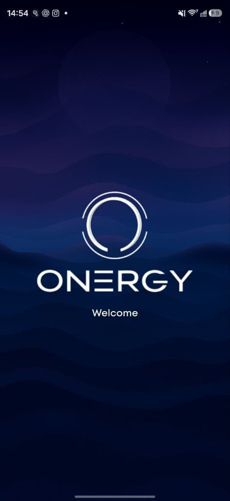 ONERGY dashboard start session screen